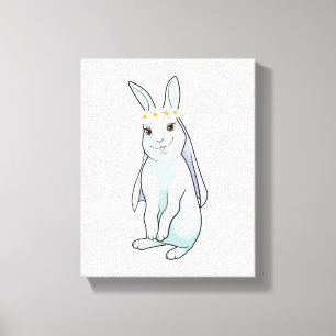 Toile Lapin en mariée avec couronne de fleurs