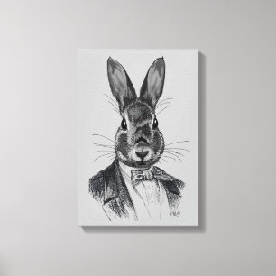 Toile Lapin en portrait de costume