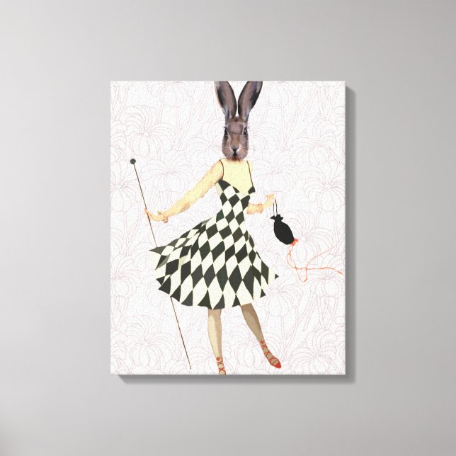 Toile Lapin en robe blanche noire (Recto)