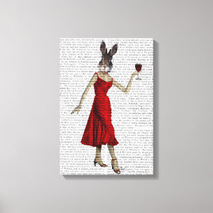 Toile Lapin en robe rouge
