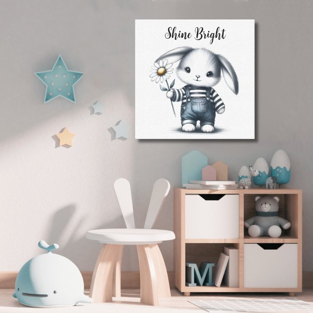 Toile Lapin Garçon Fantaisiste Motivationnel (Créateur téléchargé)