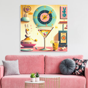 Toile Lapin Martini Rétro Futuriste du Milieu du Siècle