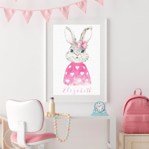 Toile Lapin personnalisé rose prépa 