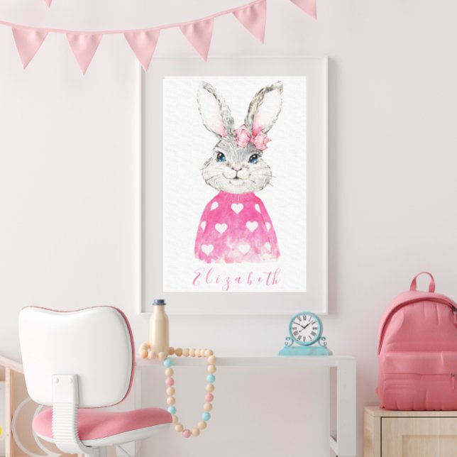 Toile Lapin personnalisé rose prépa coeur  (Créateur téléchargé)