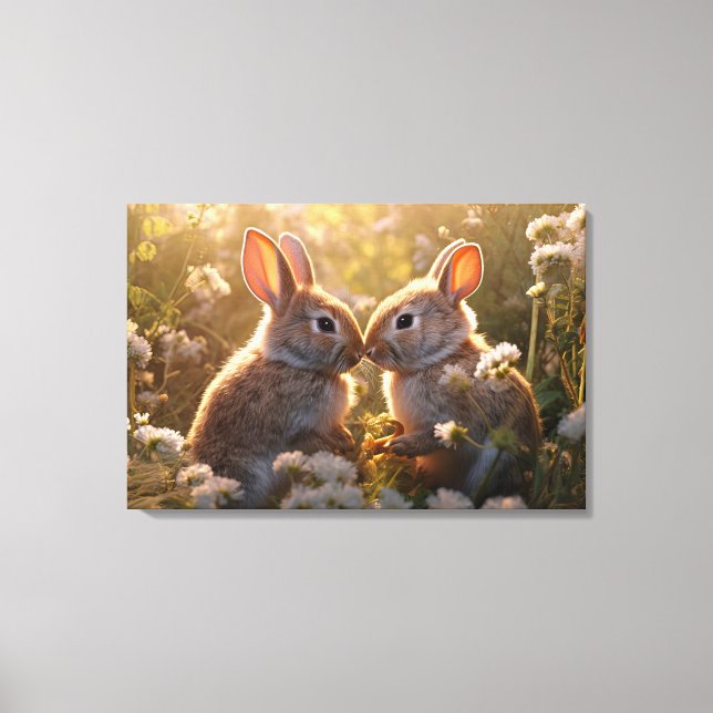 Toile Lapins Adorables dans le Pré de Printemps Design (Recto)