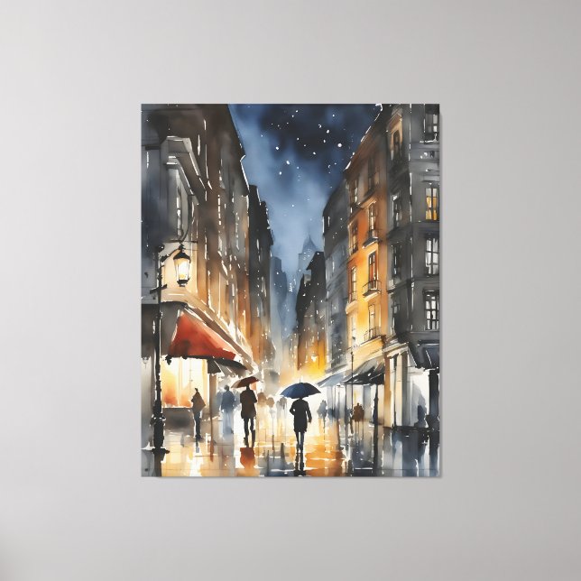 Toile L'aquarelle de la ville pluvieuse (Recto)