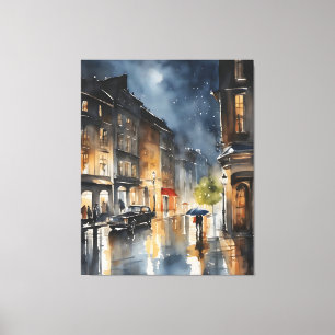 Toile L'aquarelle de la ville pluvieuse