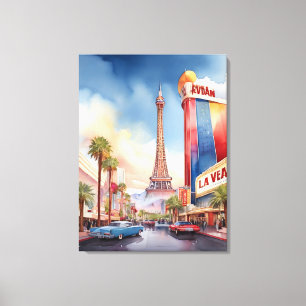Toile L'aquarelle de Las Vegas