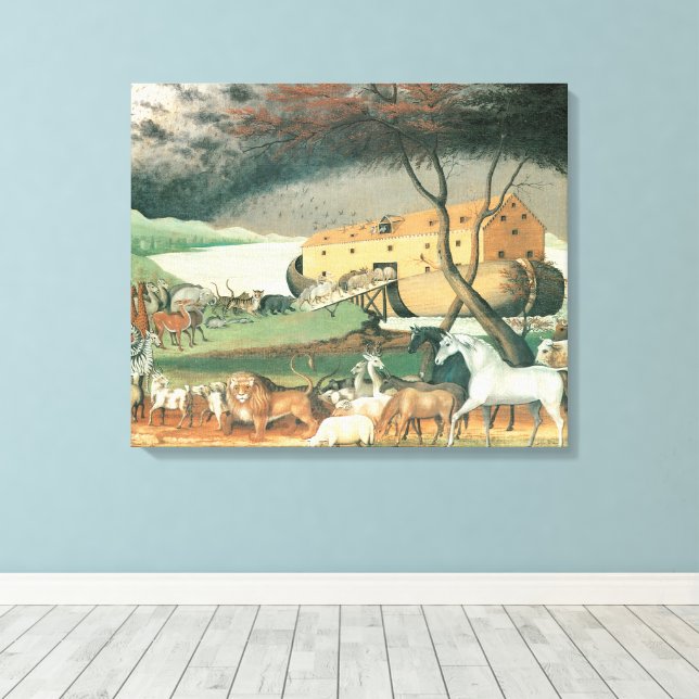 Toile L'Arche de Noé par Edward Hicks, Art Populaire Vin (Insitu (Plancher de Bois))