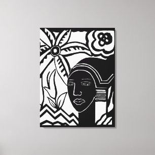 Toile l'art abstrait de l'encre noire des femmes africai