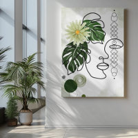 L'art Abstrait du visage avec des feuilles verts t