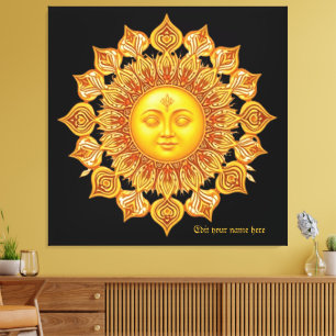Toile L'art céleste du mandala du soleil doré radieux du
