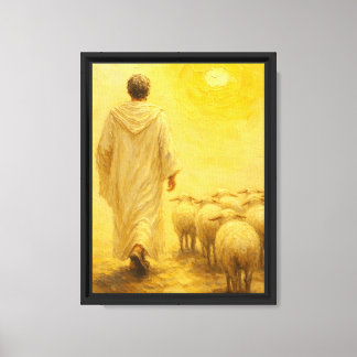 Toile L'art de Jésus menant les brebis vers la lumière