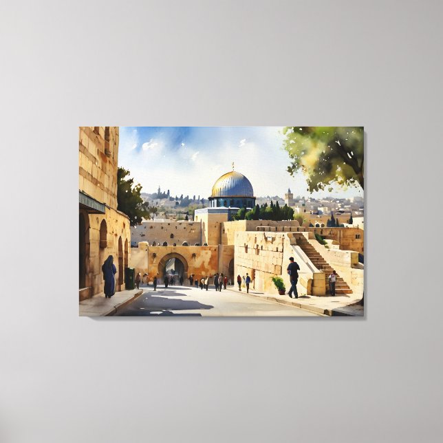 Toile L'art de l'aquarelle Jérusalem Israël (Recto)