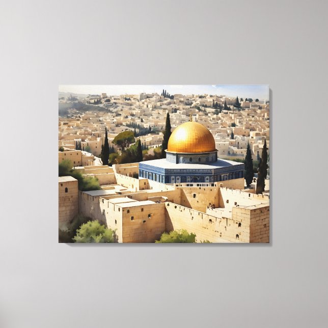 Toile L'art de l'aquarelle Jérusalem Israël (Recto)