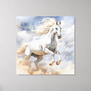 Toile L'art du cheval rustique : un champ de joie aquare