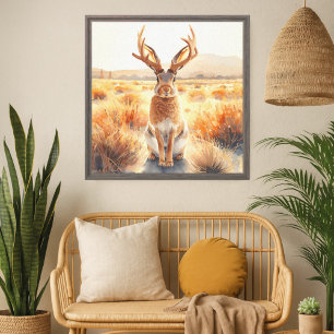 Toile L'Art du Jackalope du désert mythique