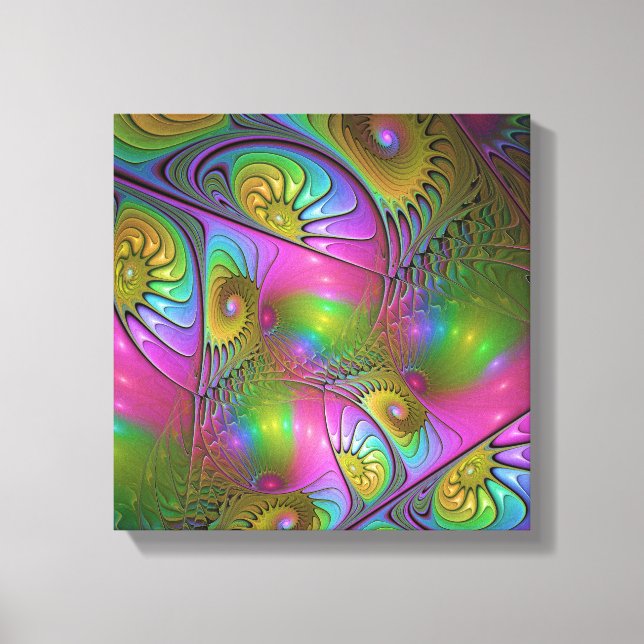 Toile L'art fractal abstrait trippy lumineux coloré (Recto)