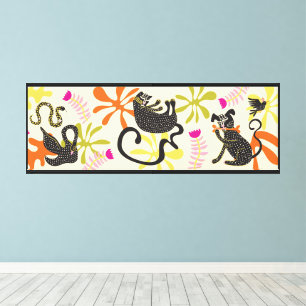 Toile L'art populaire primitif chien chaton abstrait ser