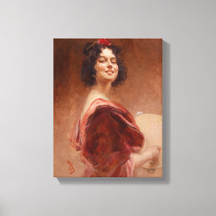 Toile L'Art vintage La Dame Tambourine