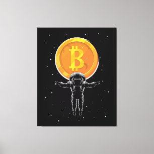 Toile L'astronaute Bitcoin à la lune - Crypto Bitcoin