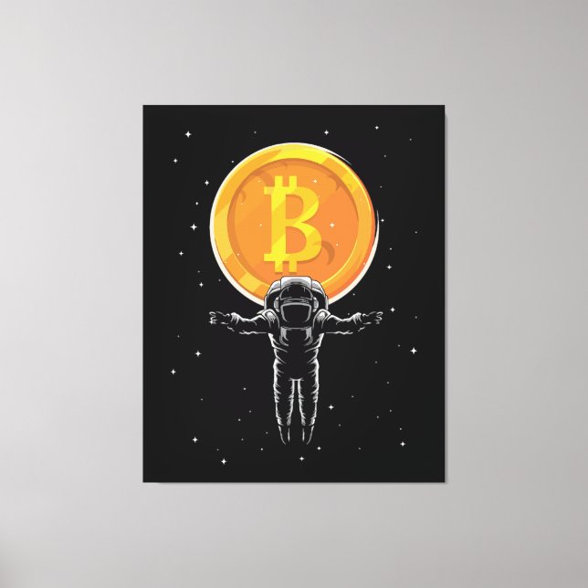 Toile L'astronaute Bitcoin à la lune - Crypto Bitcoin (Recto)
