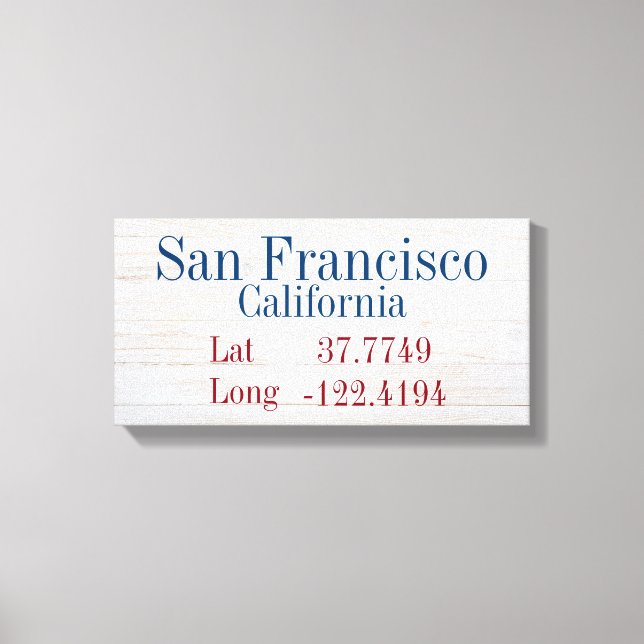 Toile Latitude et longitude de votre ville (Recto)