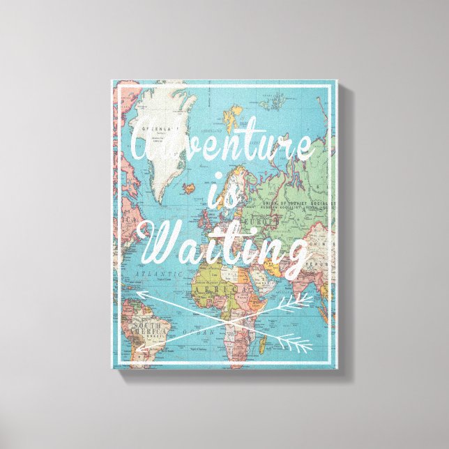 Toile L'aventure est en attente Vintage World Map Canvas (Recto)