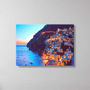 Toile ldp POSITANO Côte Amalfi - coucher de soleil pris