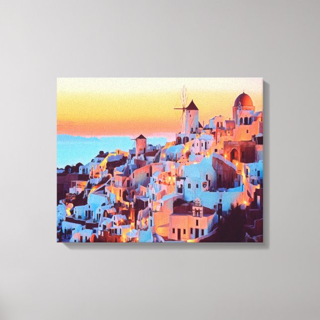 Toile ldp SANTORINI - panorama - par nuit (Recto)