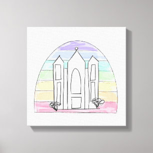 Toile LDS Salt Lake City Temple arc-en-ciel couchant mor