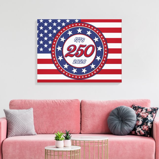 Toile Le 250e anniversaire de l'Amérique avec le drapeau (Insitu(Salon))