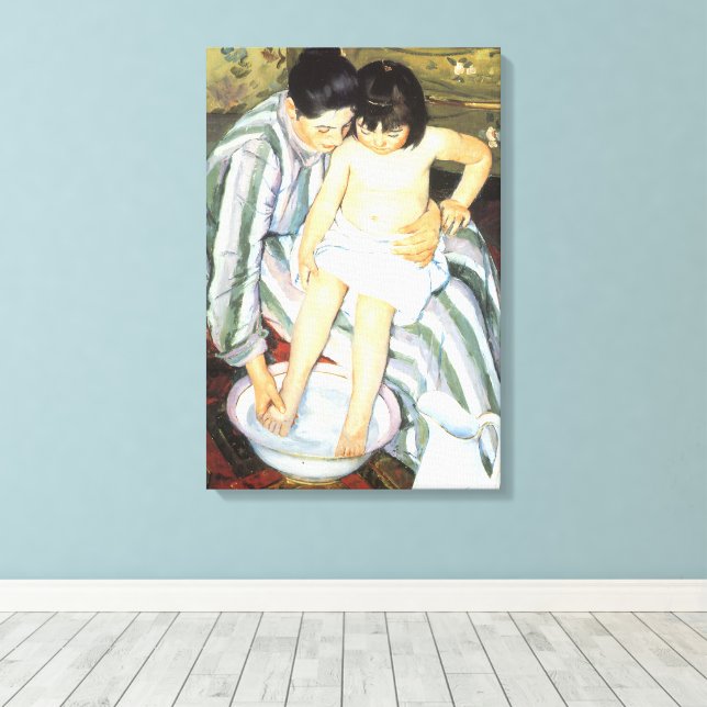 Toile Le bain de l'enfant par Mary Cassatt Impressionnis (Insitu (Plancher de Bois))