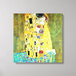 Toile Le baiser de Gustav Klimt<br><div class="desc">Le Kiss de Gustav Klimt imprimé en toile.The Kiss (Lovers) a été peint par le peintre symboliste autrichien Gustav Klimt entre 1908 et 1909, point culminant de sa "période d'or", lorsqu'il peignit un certain nombre d'oeuvres dans un style doré similaire. Carré parfait, la toile représente un couple embrassant, leurs corps...</div>