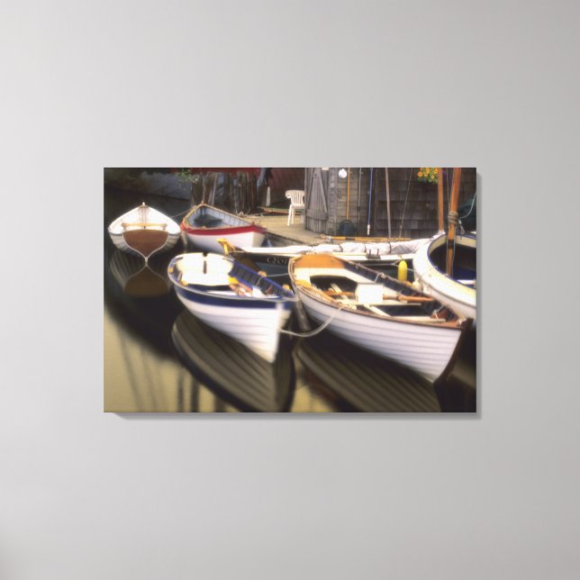 Toile Le brouillard entoure quatre bateaux accostés. (Recto)