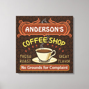 Toile Le café-restaurant avec la tasse créent vos