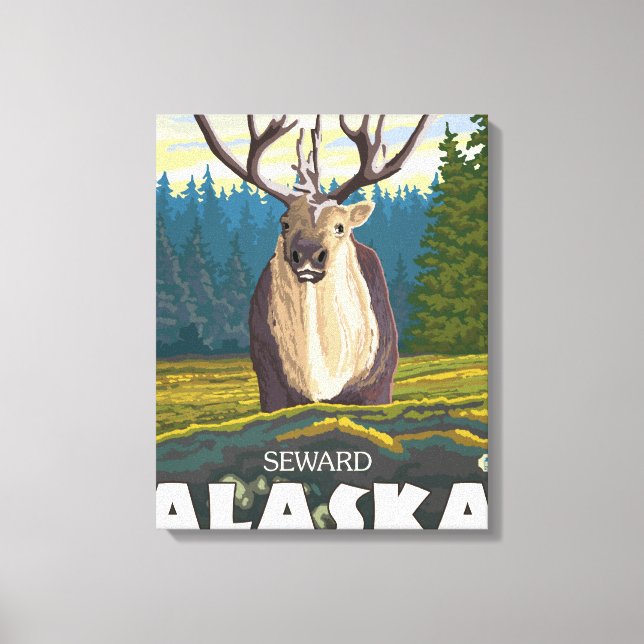 Toile Le caribou dans la nature - Seward, Alaska (Recto)