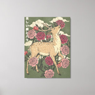 Toile Le Cerf et les Roses Beau