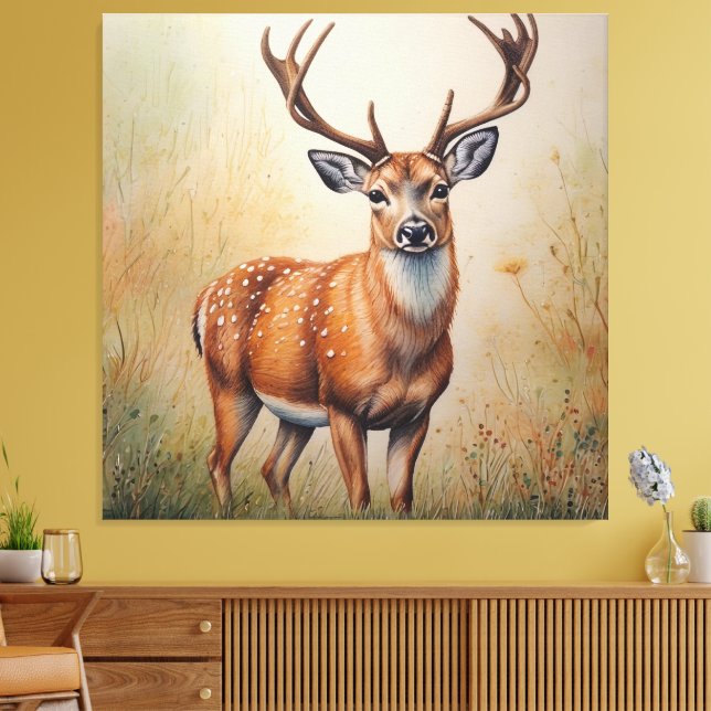 Toile Le Cerf Majestic Dans La Forêt D'Automne (Insitu(Salon))