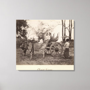 Toile Le chariot a tiré par deux boeufs à Mandalay,
