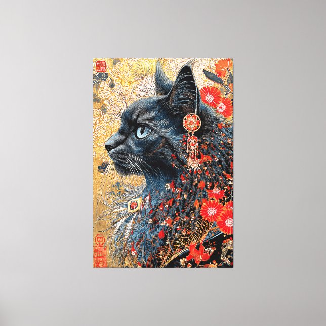 Toile Le chat Zen | Vintage japonais Ukiyo-e (Recto)