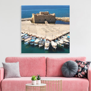 Toile Le château et le port de Paphos