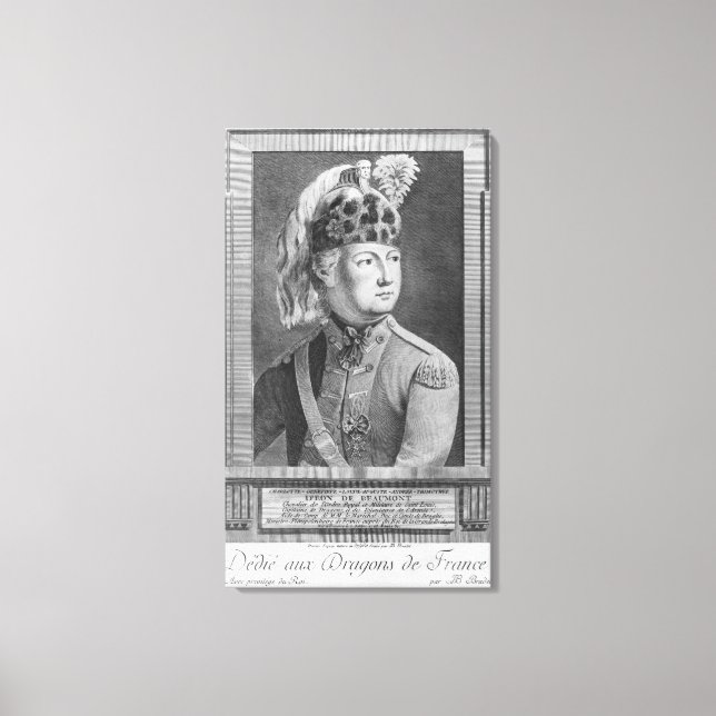 Toile Le Chevalier d'Eon en Dragon, 1779 (Recto)