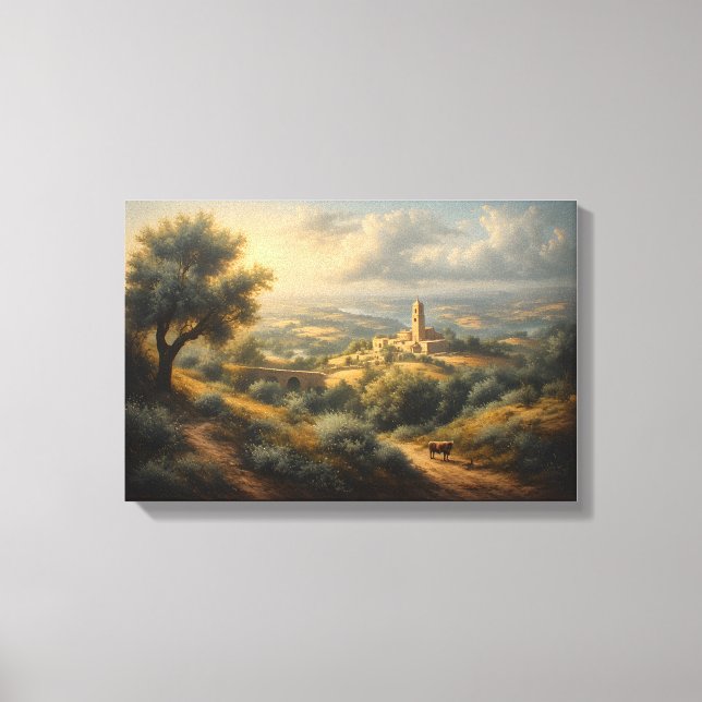 Toile Le clocher ensoleillé de la vallée (Recto)