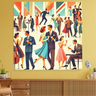 Toile Le Club Martinis Moderne Du Milieu Du Siècle