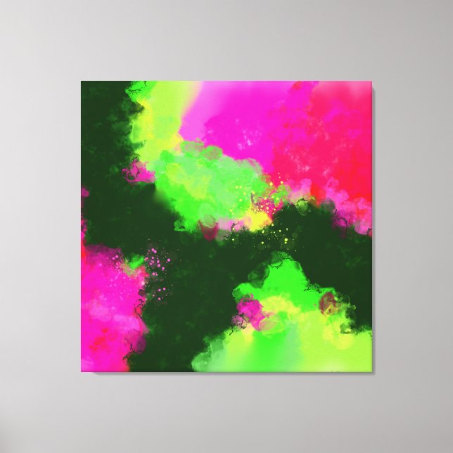 Toile Le côté plus lumineux - Vert rouge violet Abstrait (Recto)