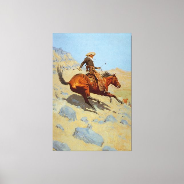 Toile Le Cowboy de Frederic Remington (1902) (Recto)