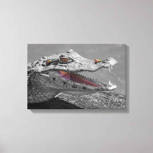 Toile Le crocodile souriant et les mouches (Recto)