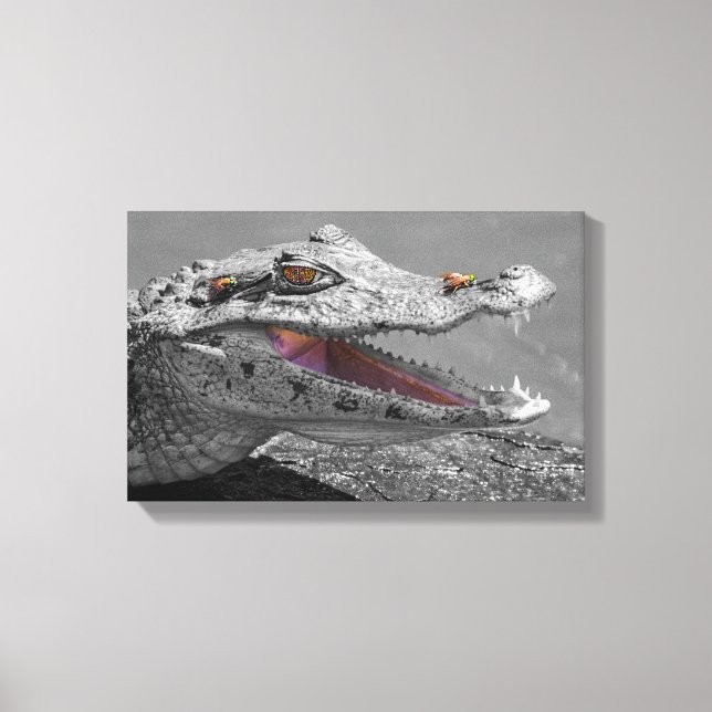 Toile Le crocodile souriant et les mouches (Recto)