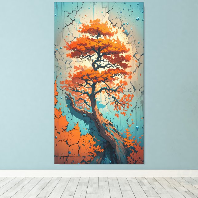 Toile Le Dernier Rempart de l'Automne : Un Arbre de Feu  (Insitu (Plancher de Bois))